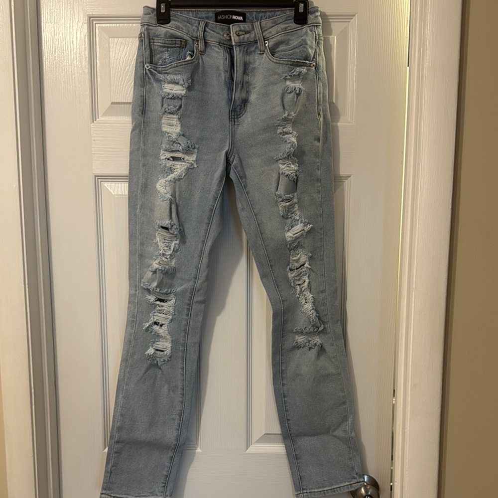 Distressed Light Blue Jeans